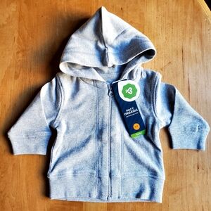 Pact Organic Cotton Gray Zip Hoodie Sweatshirt, 0-3 Months, Baby, Infant